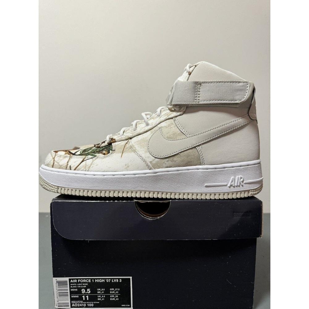 Nike Air Force 1 High 07 LV8 3 x Realtree White Camo 2019 Size 9.5 AO2410-100
